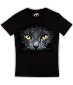 Прикольные футболки: черная кошка на черной фото